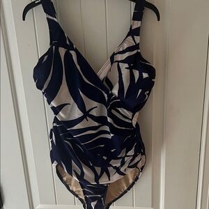 Miraclesuit Navy and White One Piece Swimsuit
